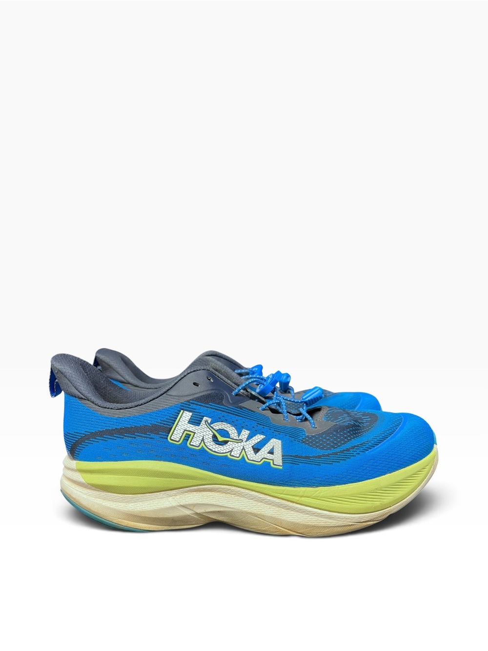 Hoka - Sky Flow Blue and Lime Athletic Shoes - 12D - - Picture 2 of 7